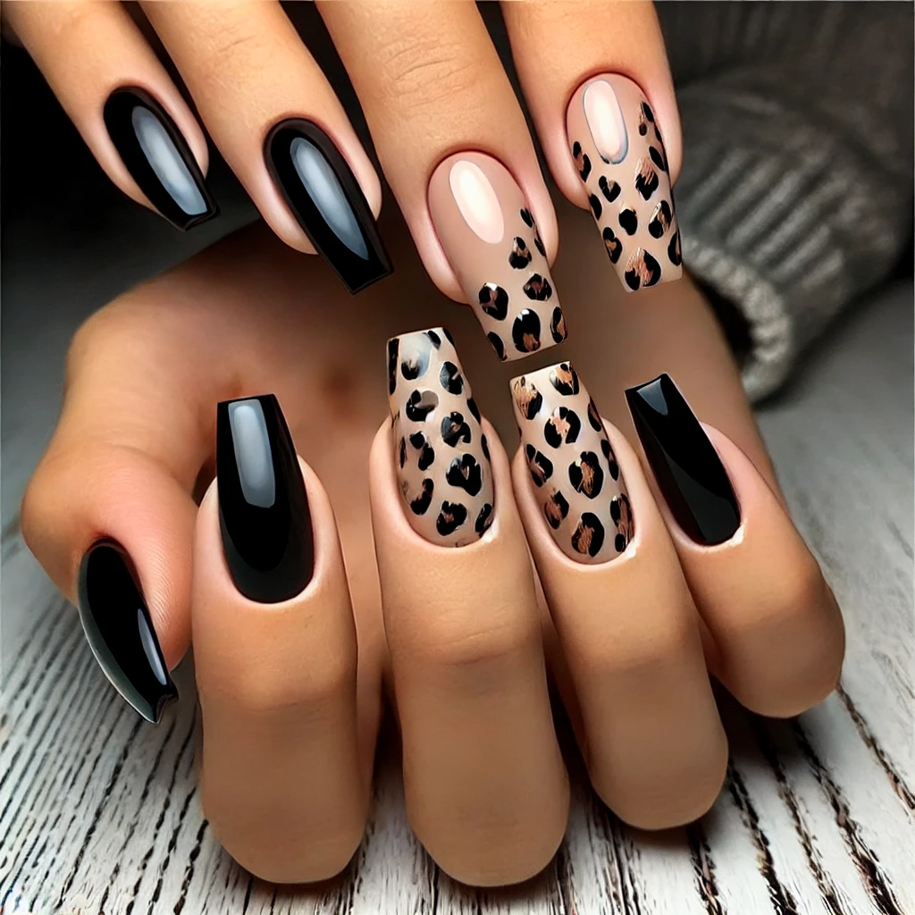 Accent Nail Cheetah Print Design