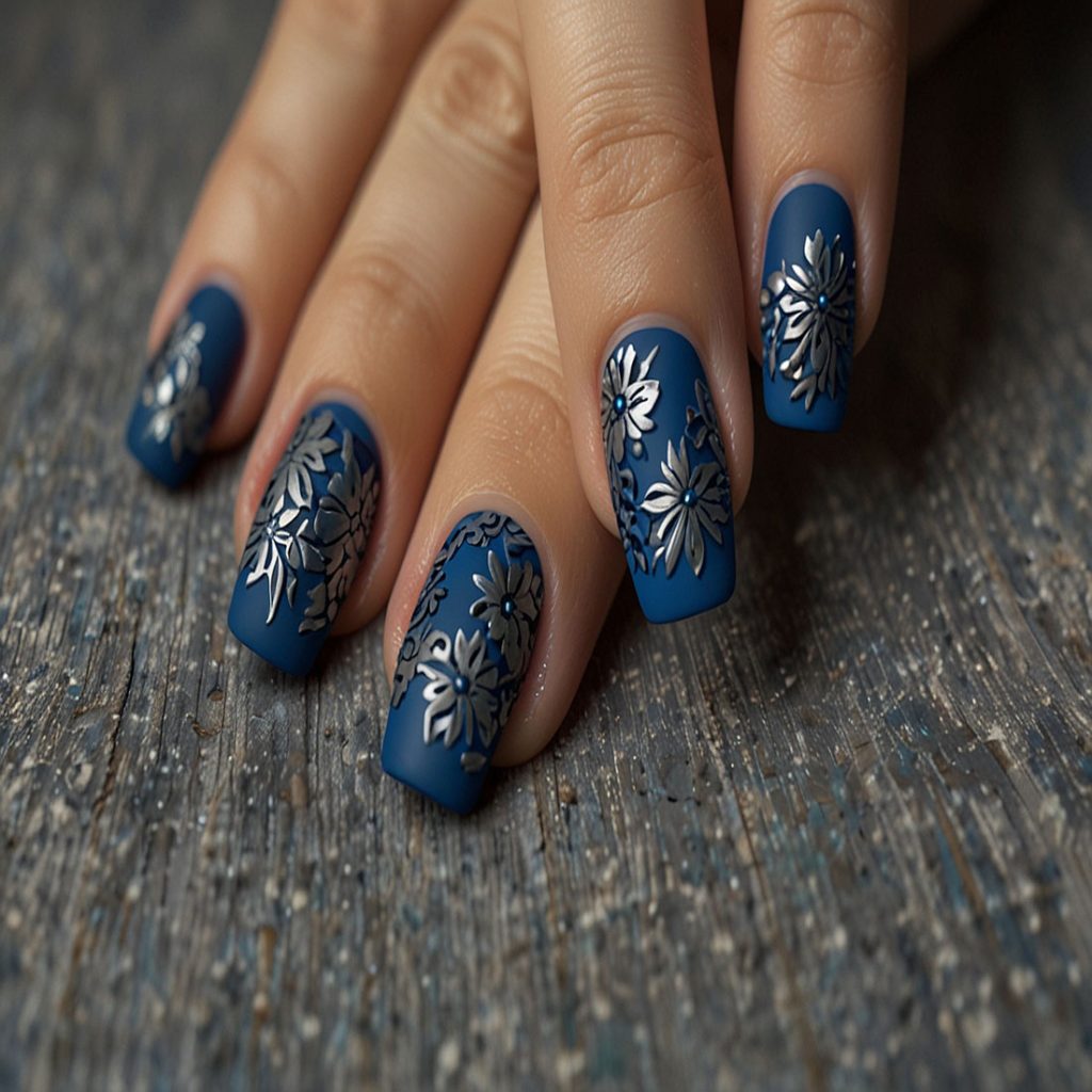 Blue Floral Negative Space