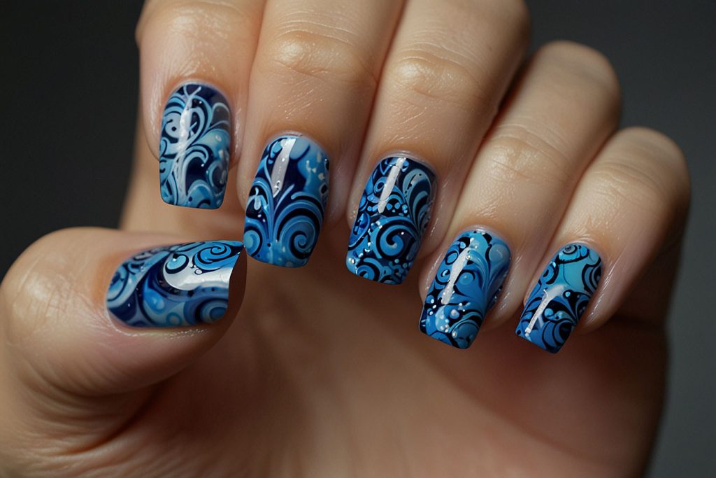 Blue Floral Water Marble