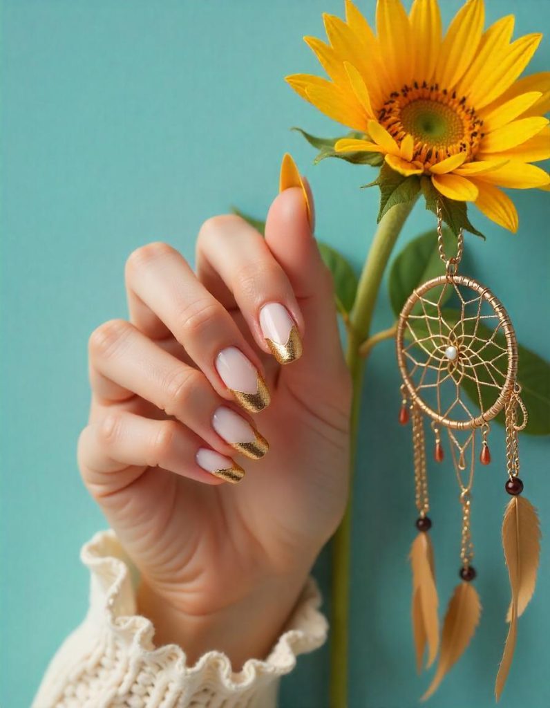 Boho Vibes Sunflower Nails
