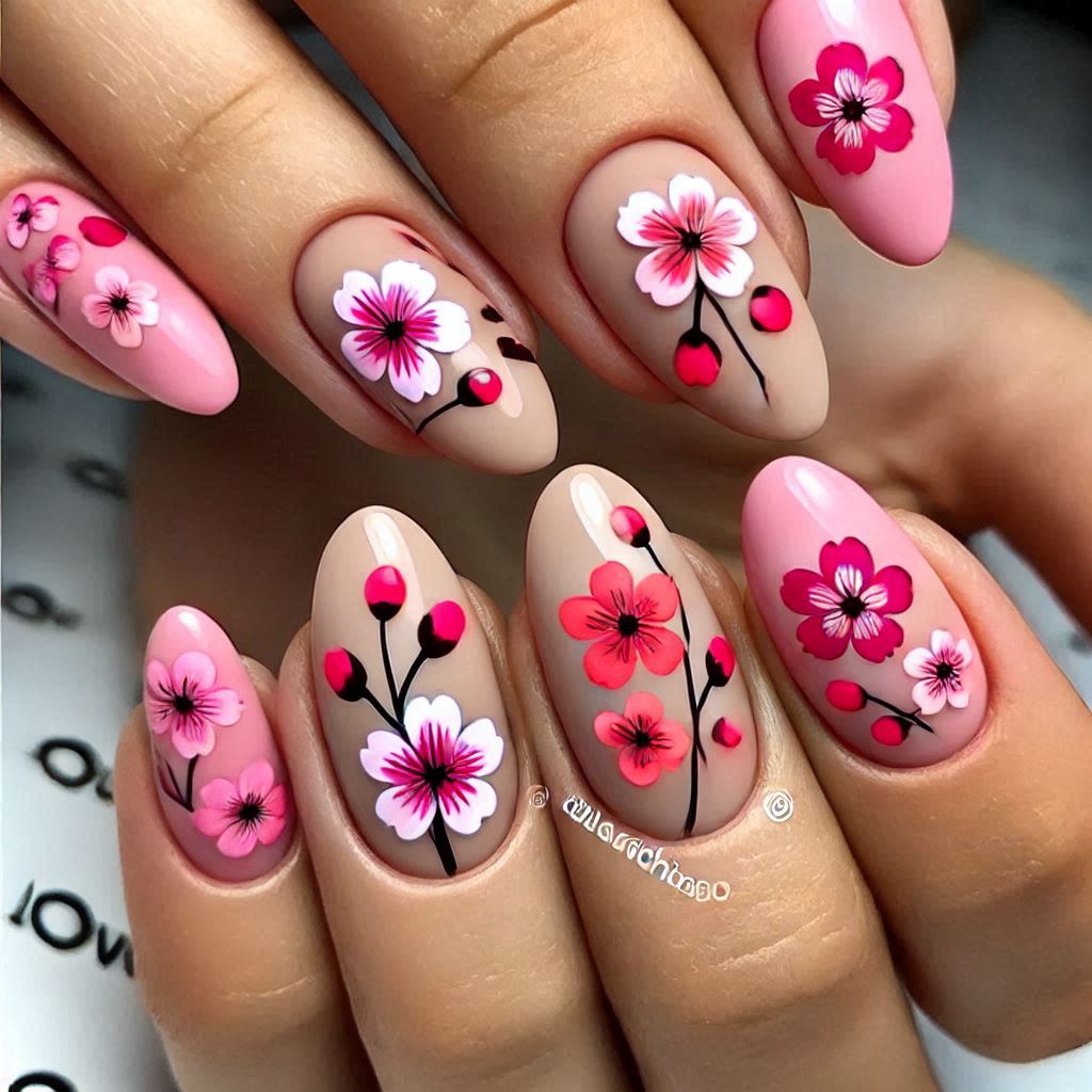 Bright Pink Cherry Blossom Stickers