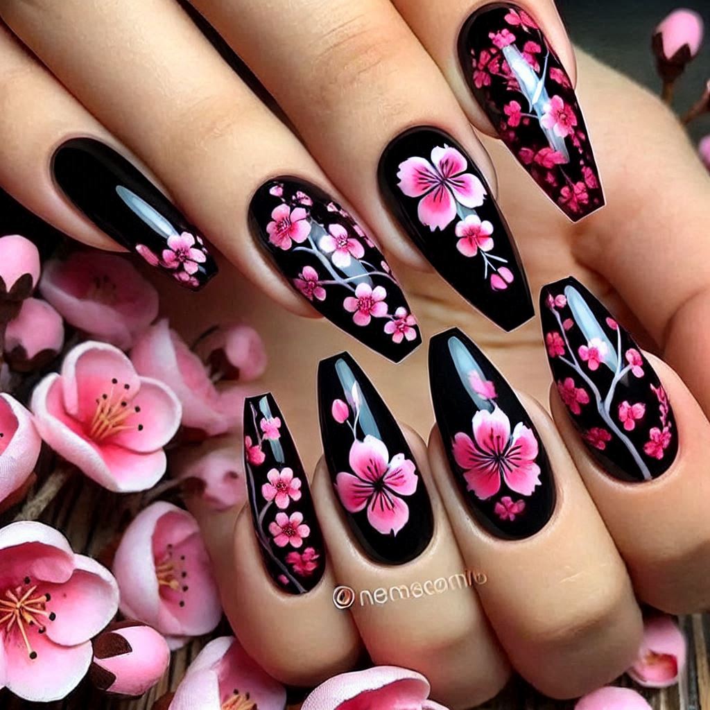 Cherry Blossom on Black Base