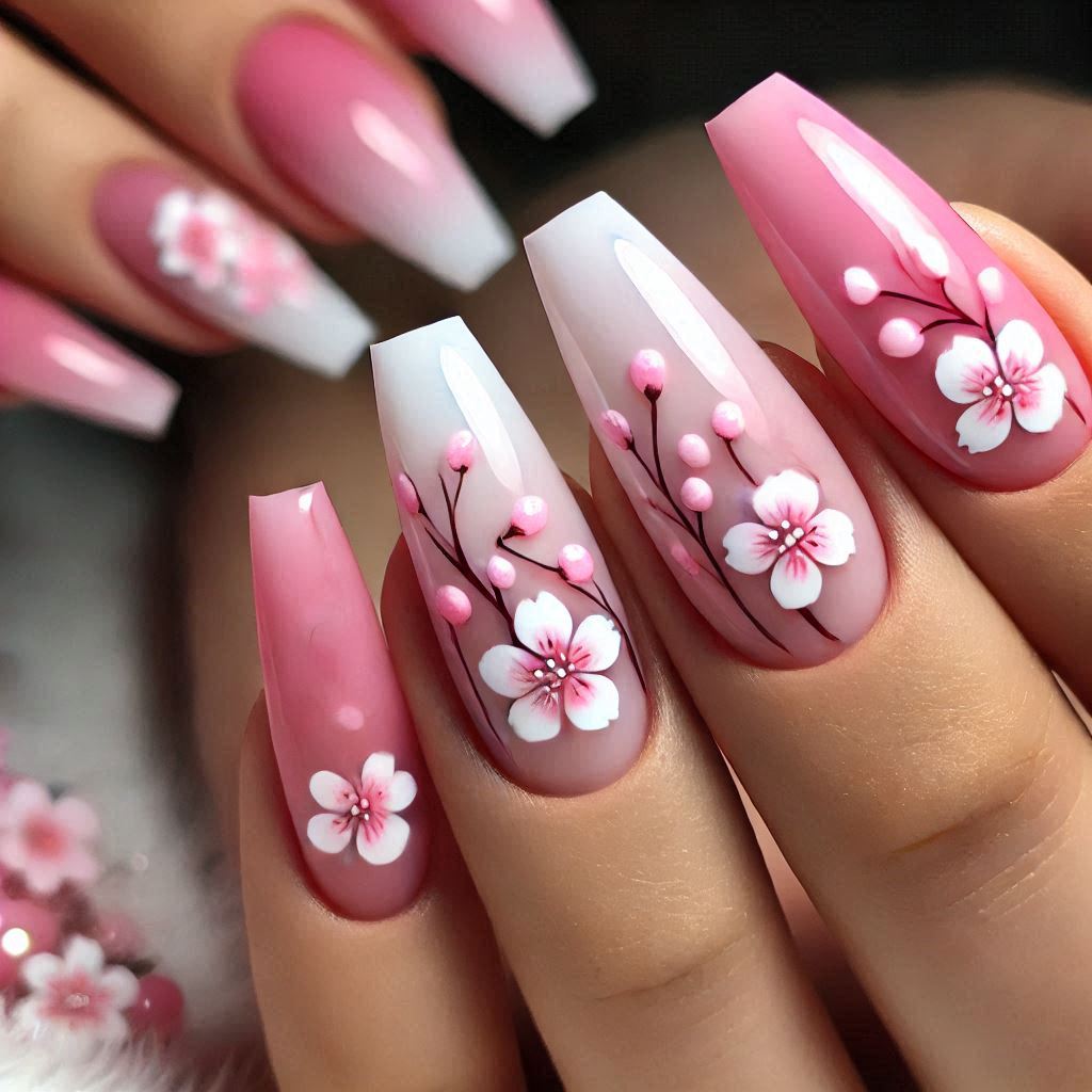 Cherry Blossom on Gradient Base