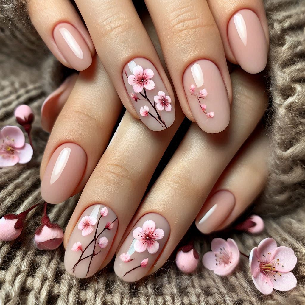 Cherry Blossom on Nude Base