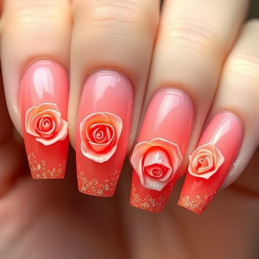 Coral Ombre with 3D Roses