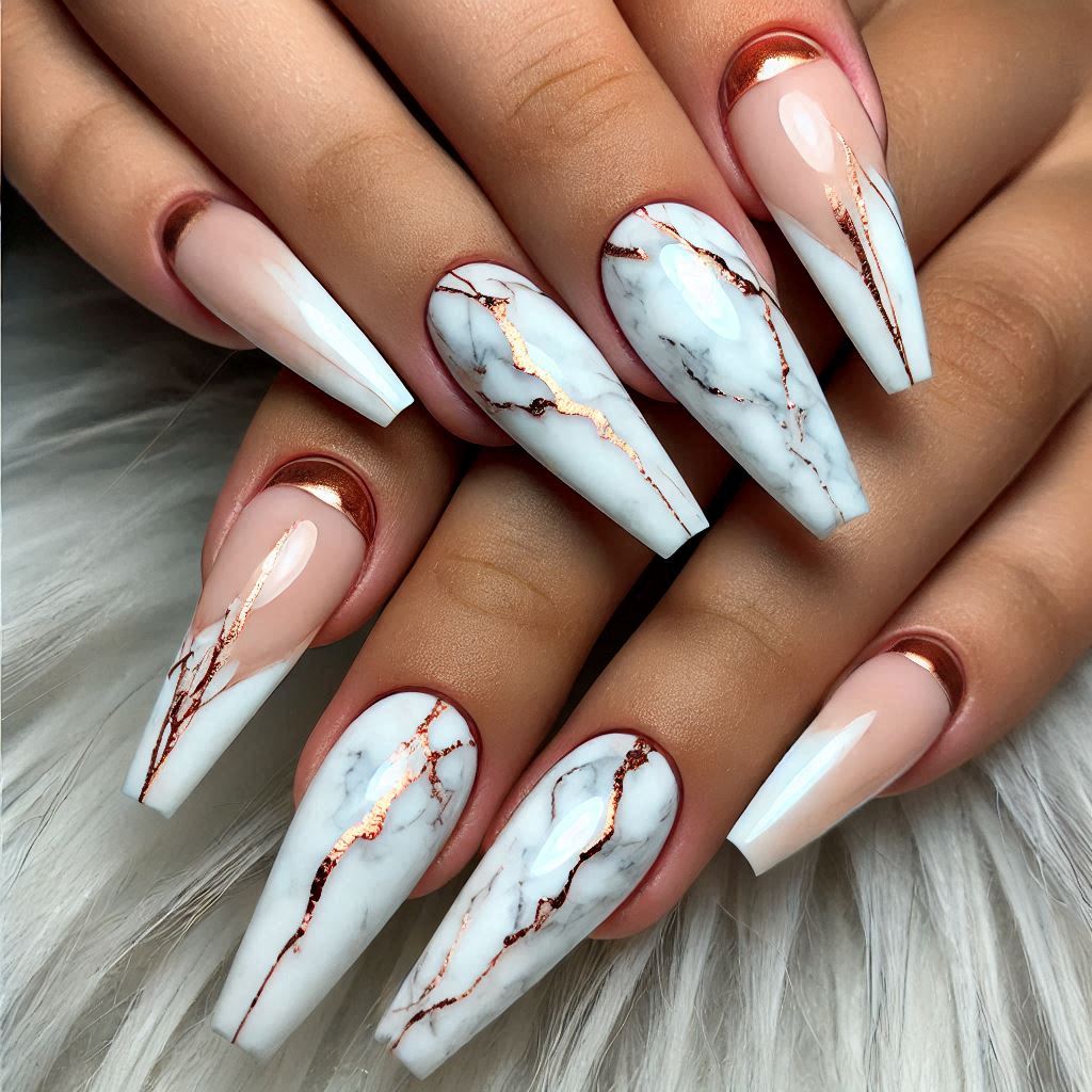 Marble Rose Gold Nails