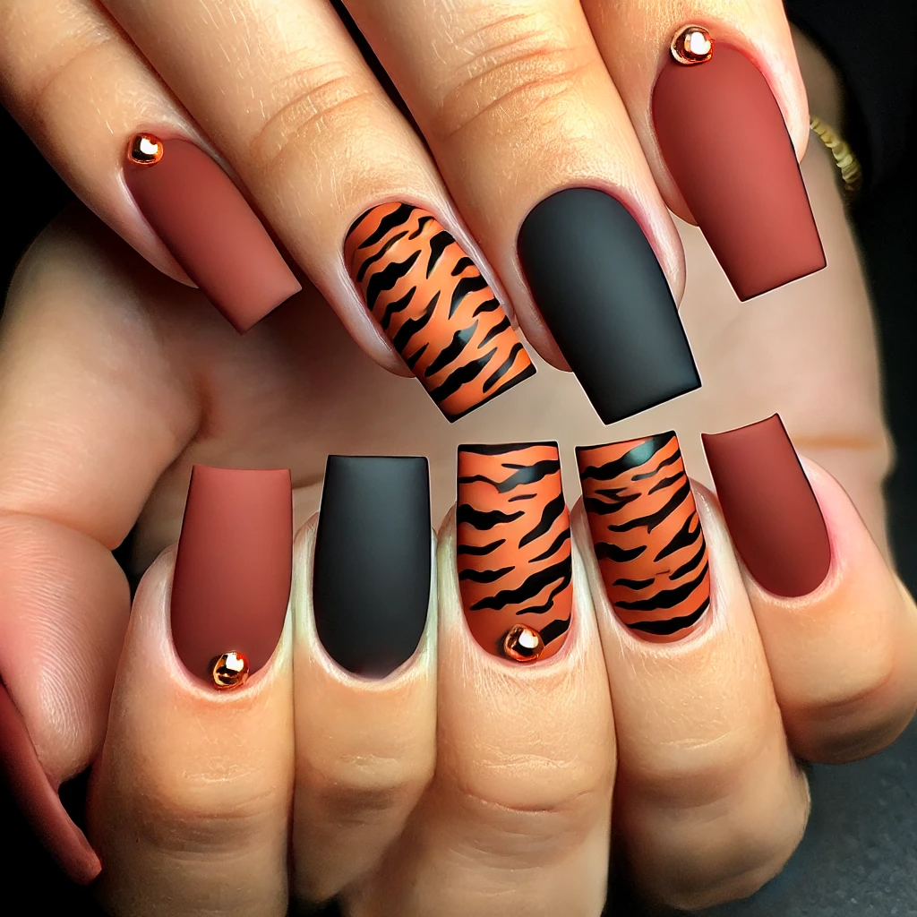 Matte Tiger Nails