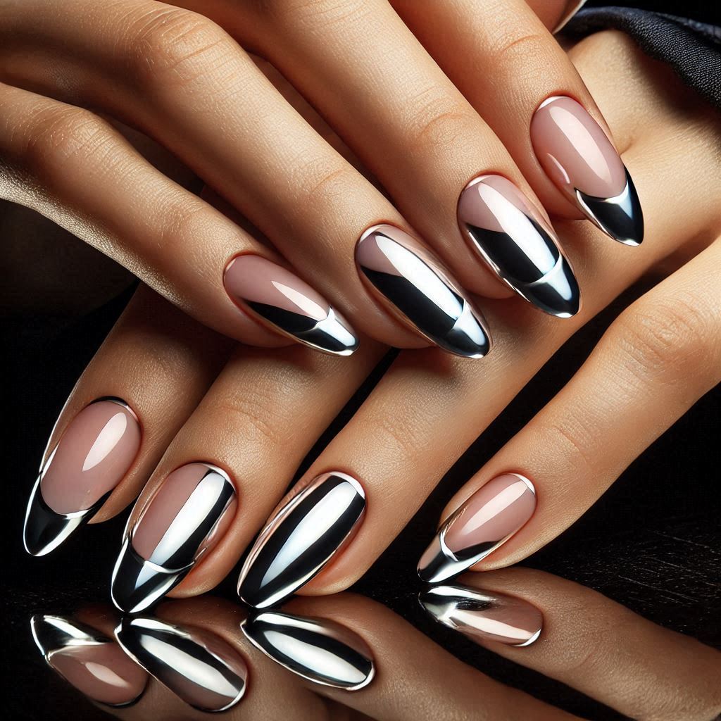 Metallic Chrome French Tips