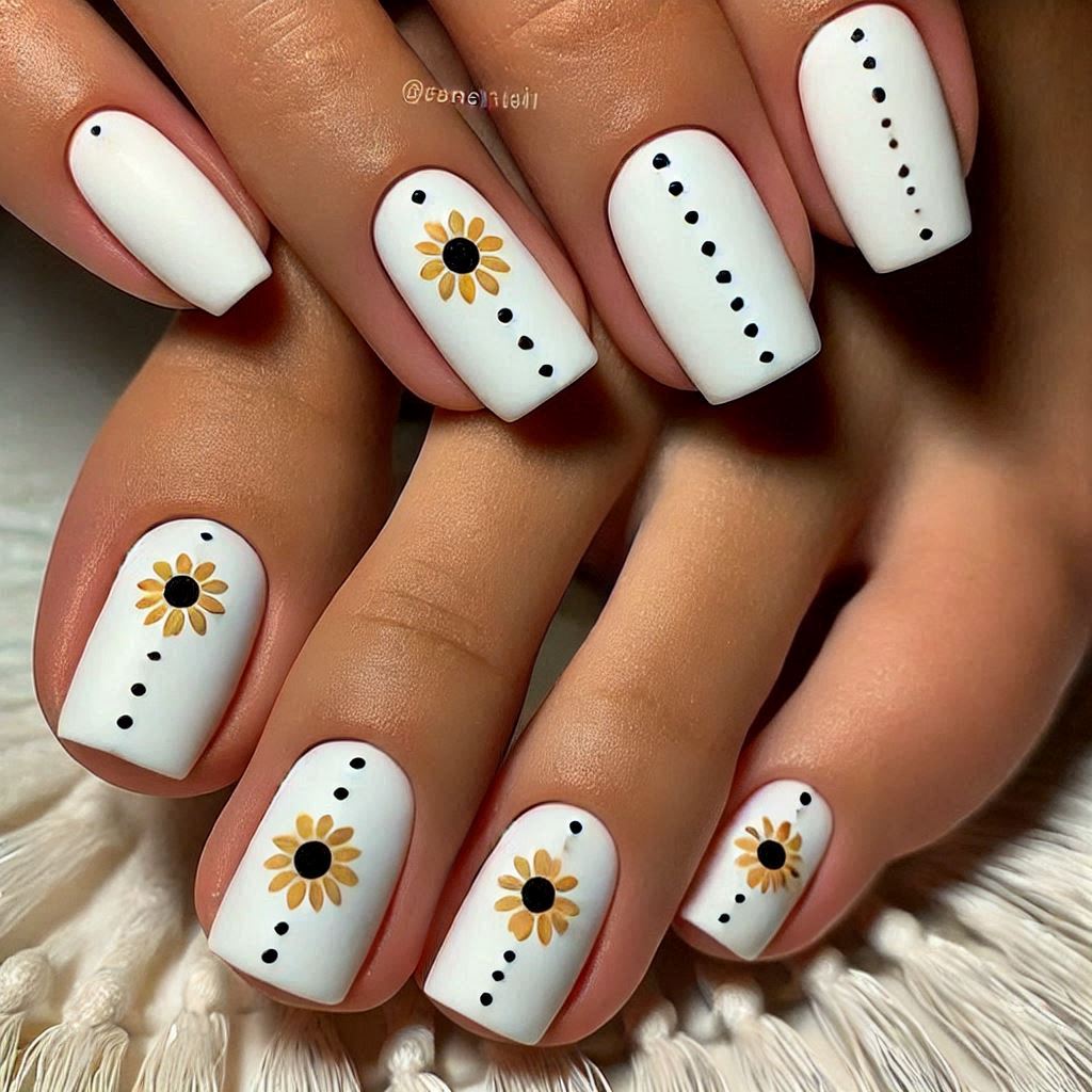 Minimalist White and Sunflower Dots