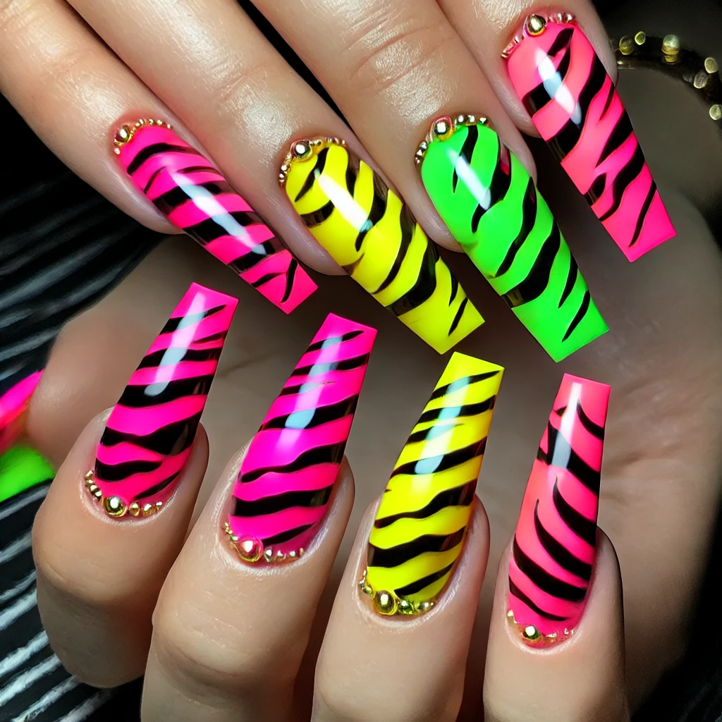Neon Tiger Nails