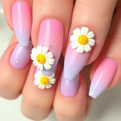 Pastel Ombre with 3D Daisy Accents