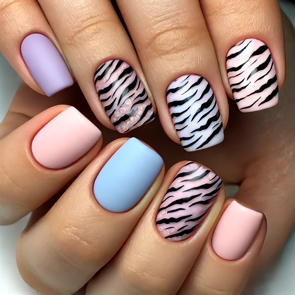 Pastel Tiger Nails