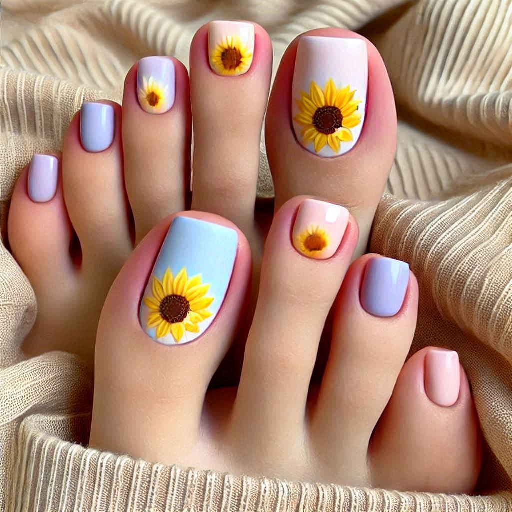 Sunflower Accent Nails