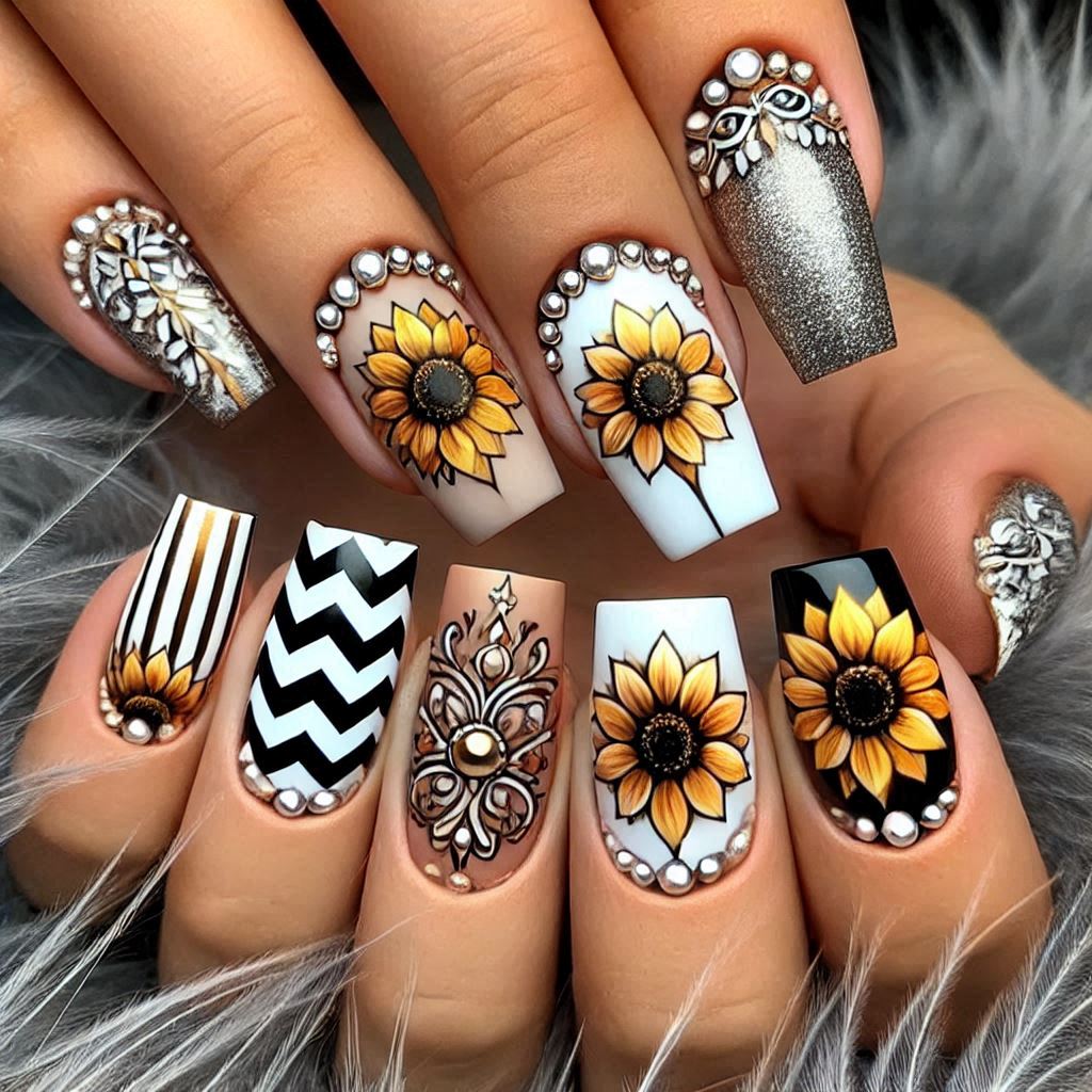 Sunflower and Chevron Patterns