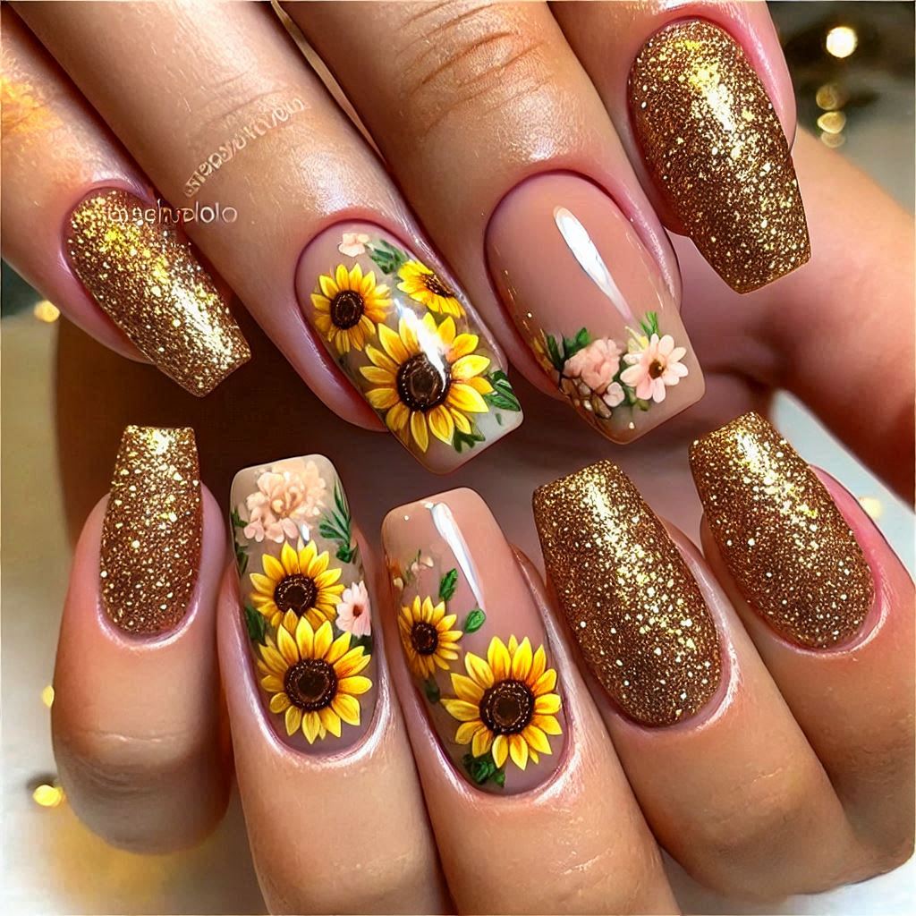 Sunflower and Glitter Gradient