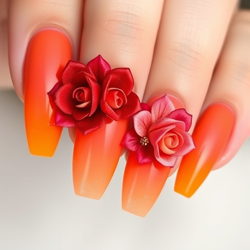 Sunset Ombre with 3D Rose Embellishments