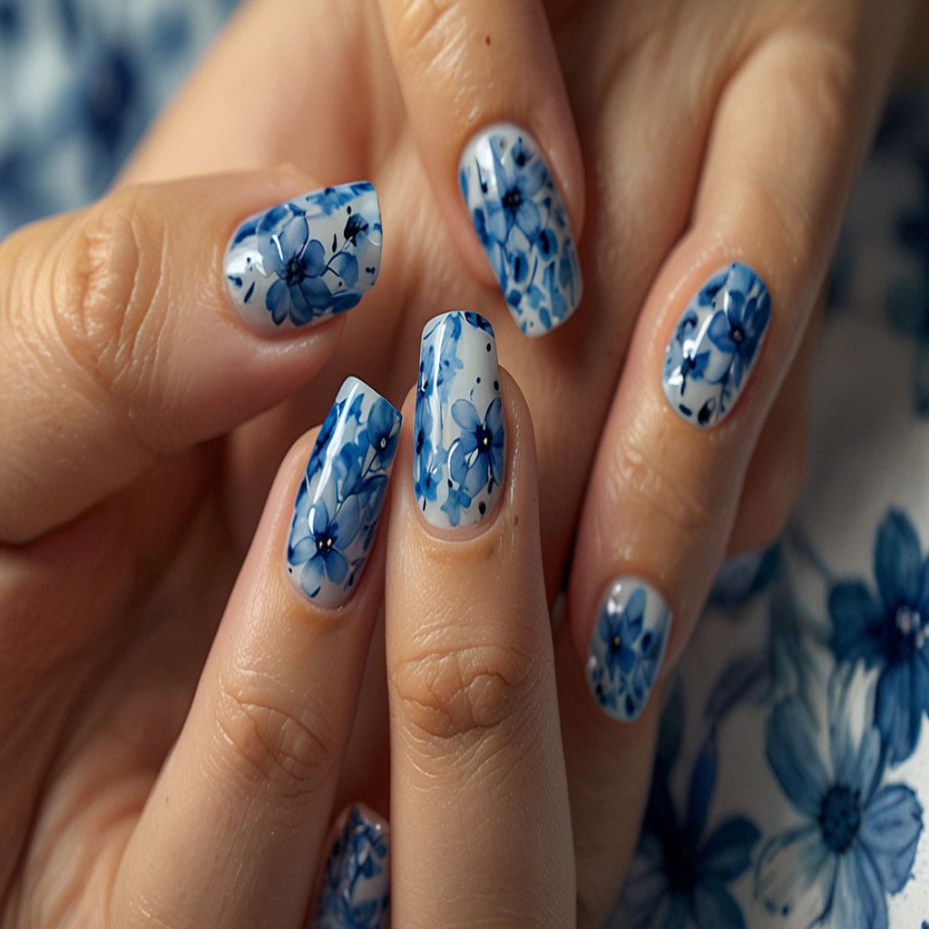 Watercolor Blue Flowers