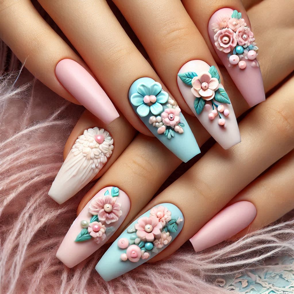 3D Floral Nails