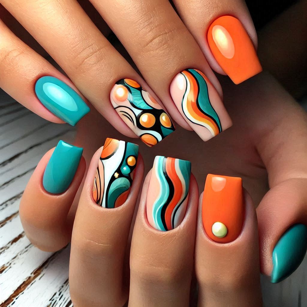 Abstract Tropical Art Nails