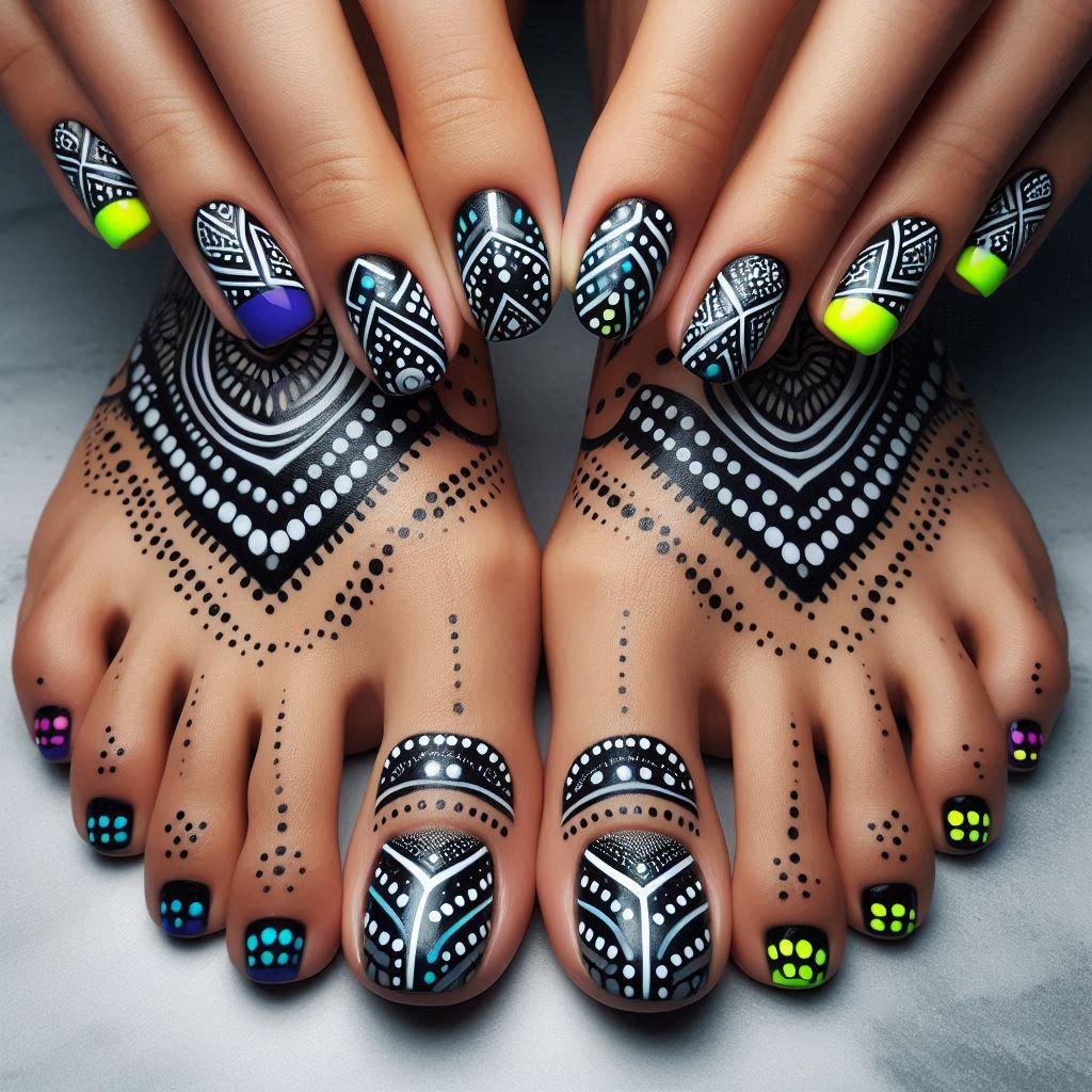 Bold Tribal Dots Toes
