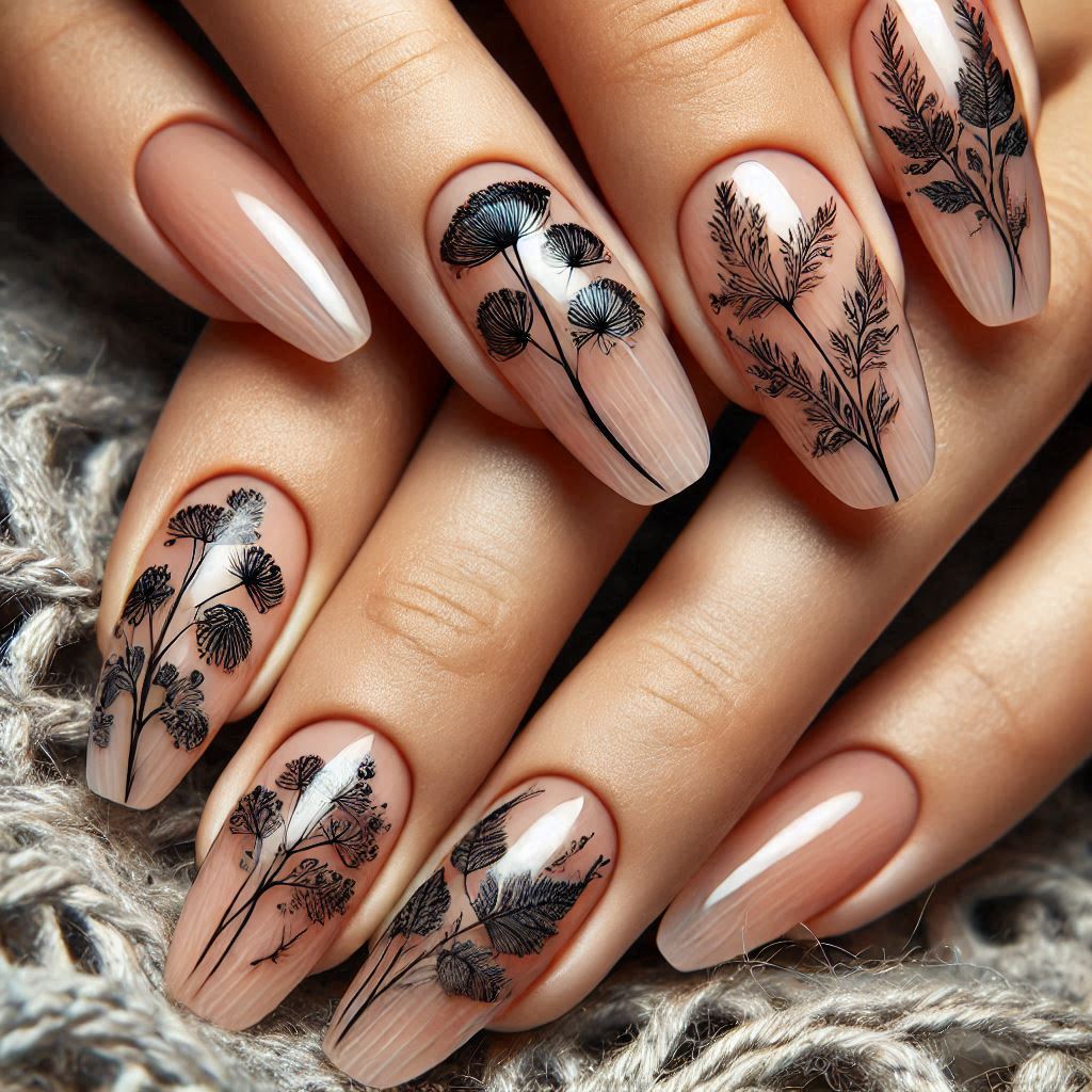 Botanical Sketch Nails