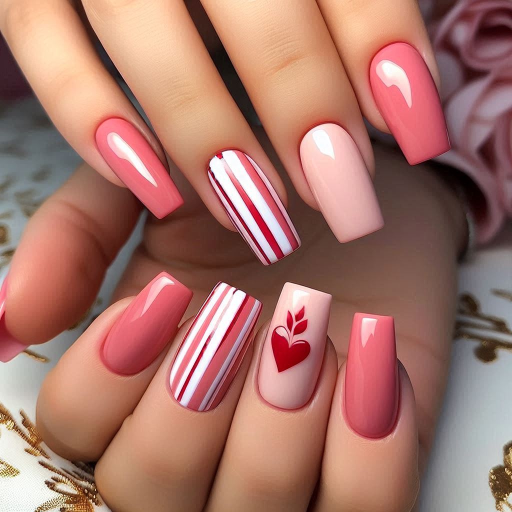 Candy Cane Striped Half Hearts