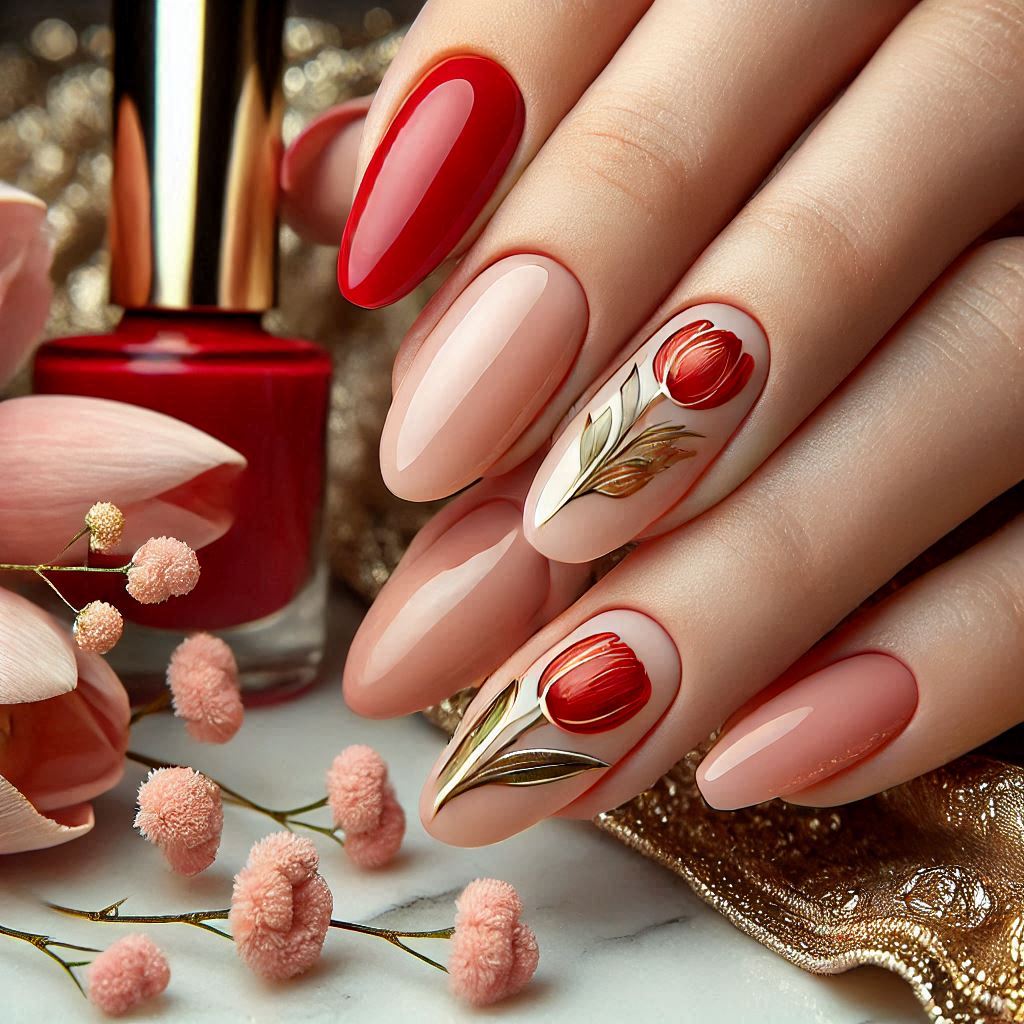 Classic Red Tulip Nails