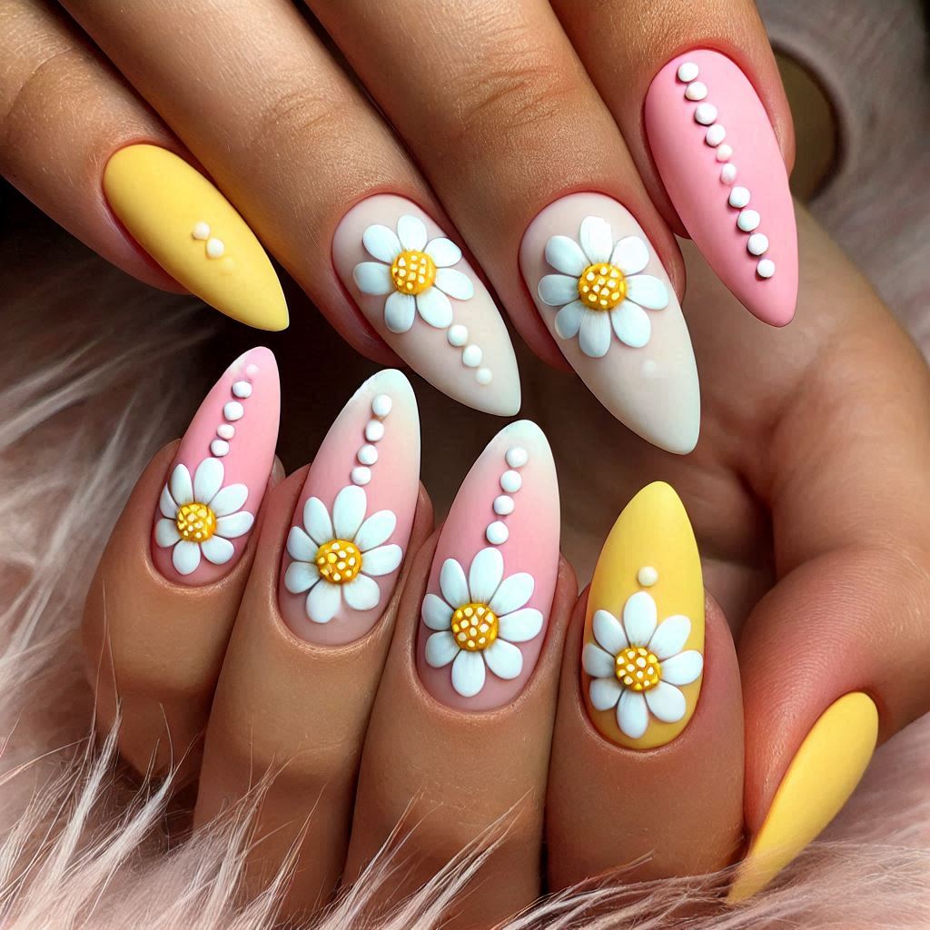 Dotted Daisy Nails