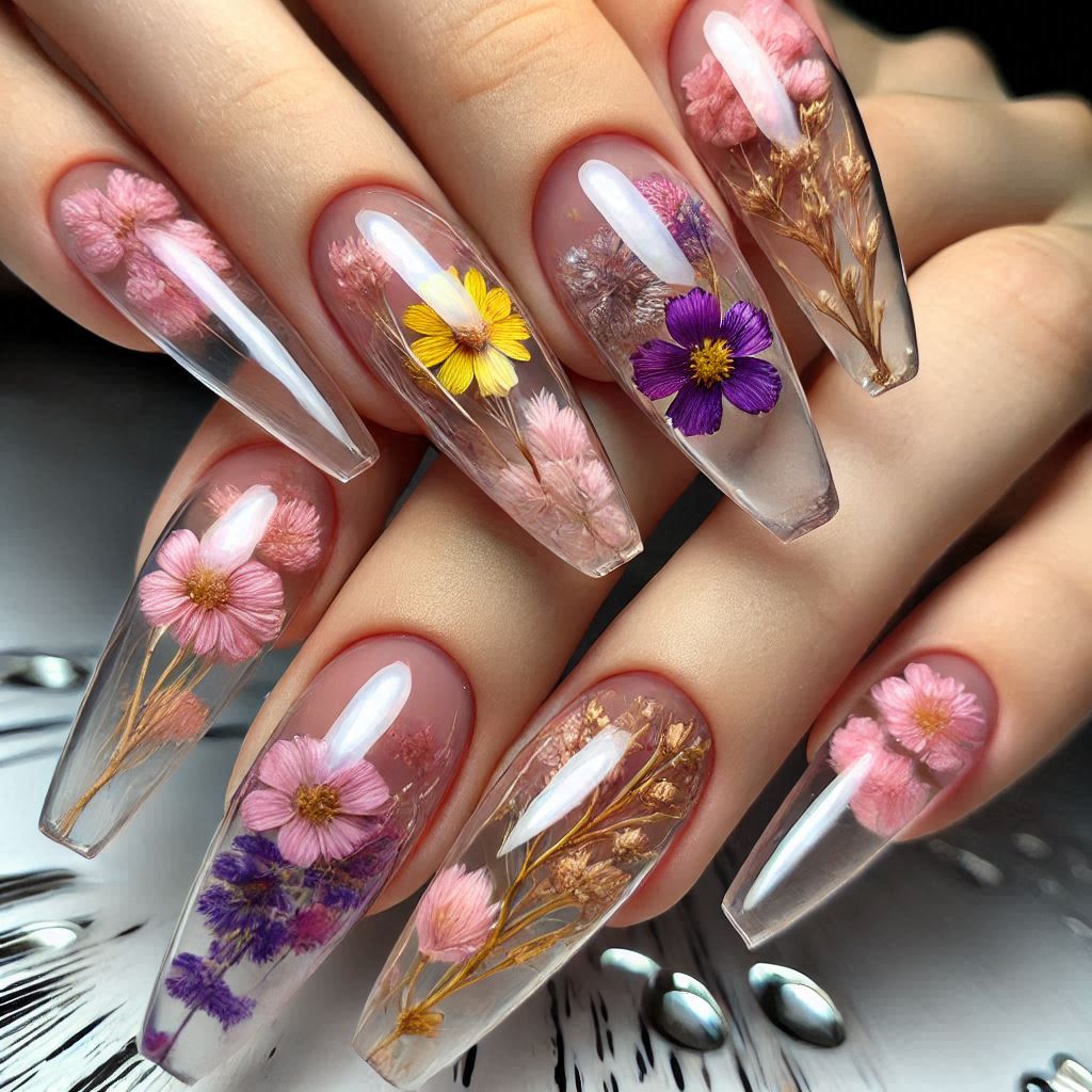 Dried Flower Encapsulation Nails