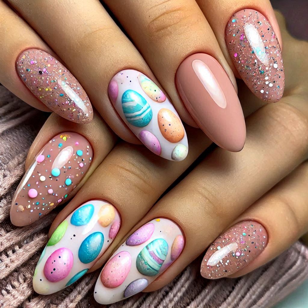 Easter Egg Speckle Nails