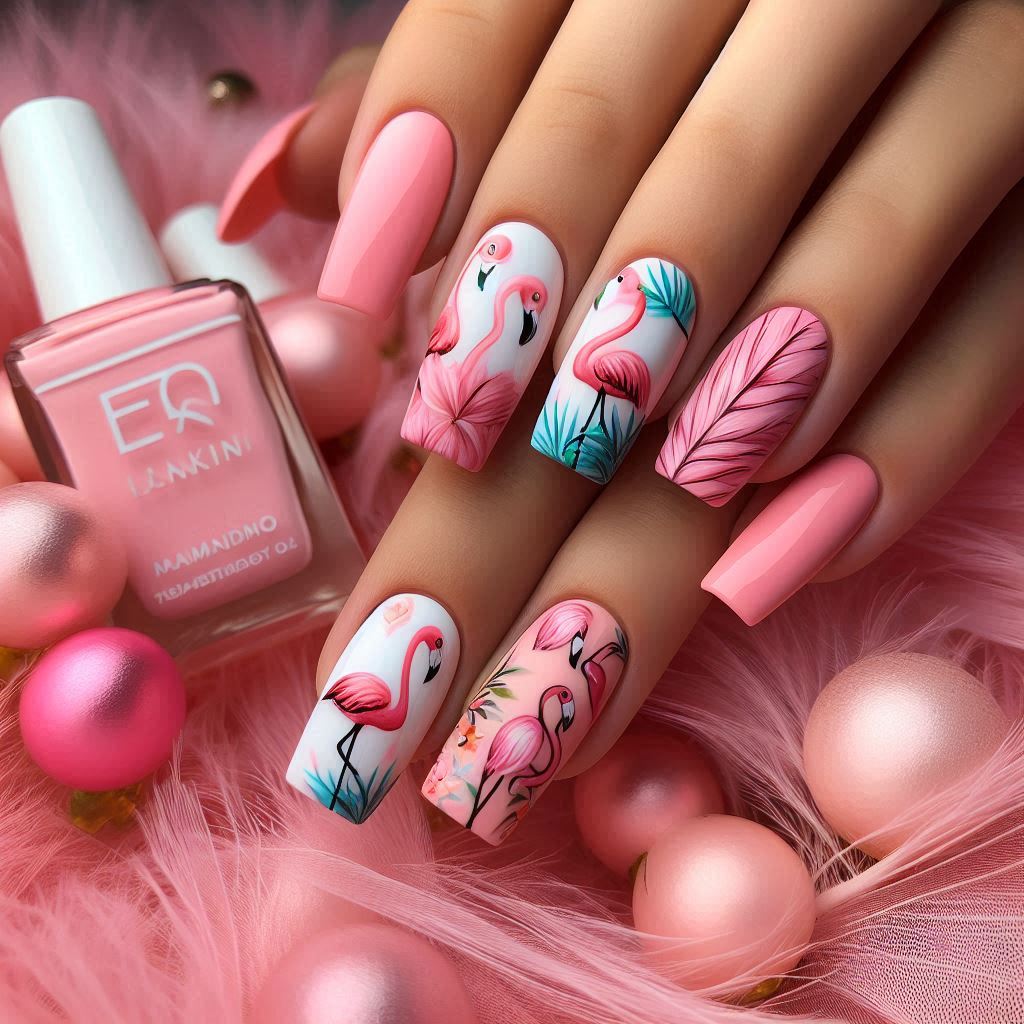 Flamingo Pink Nails