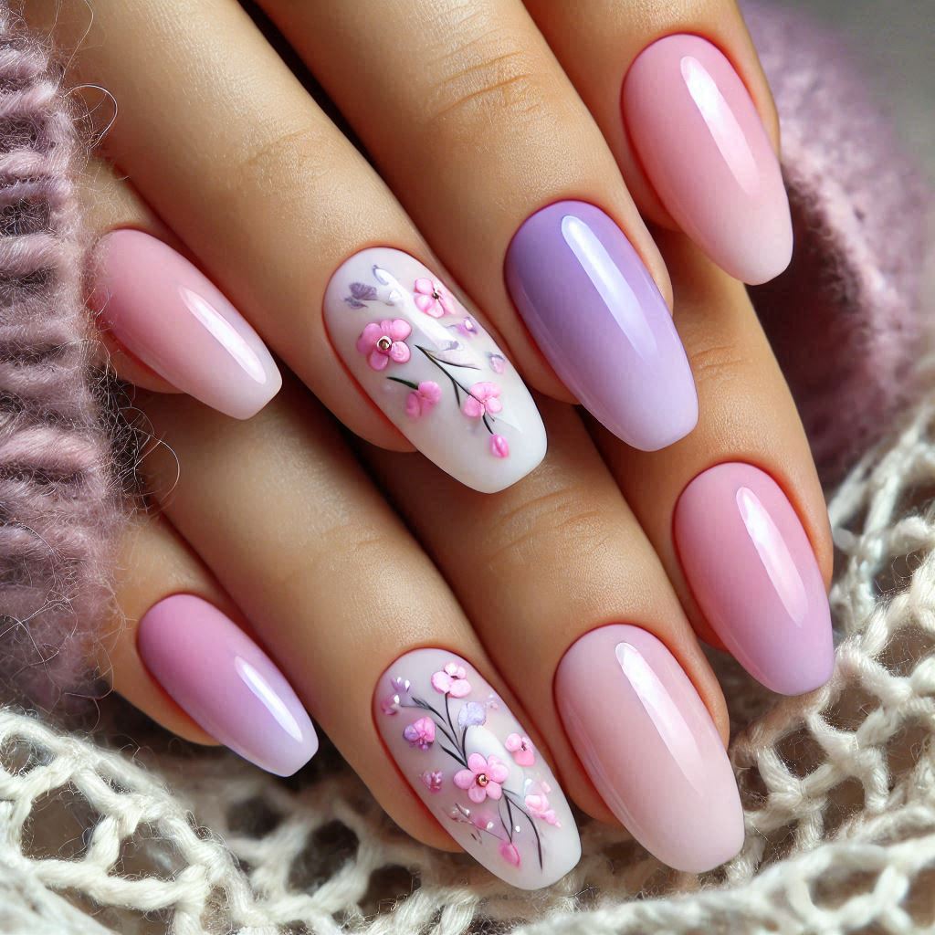 Floral Ombre Nails