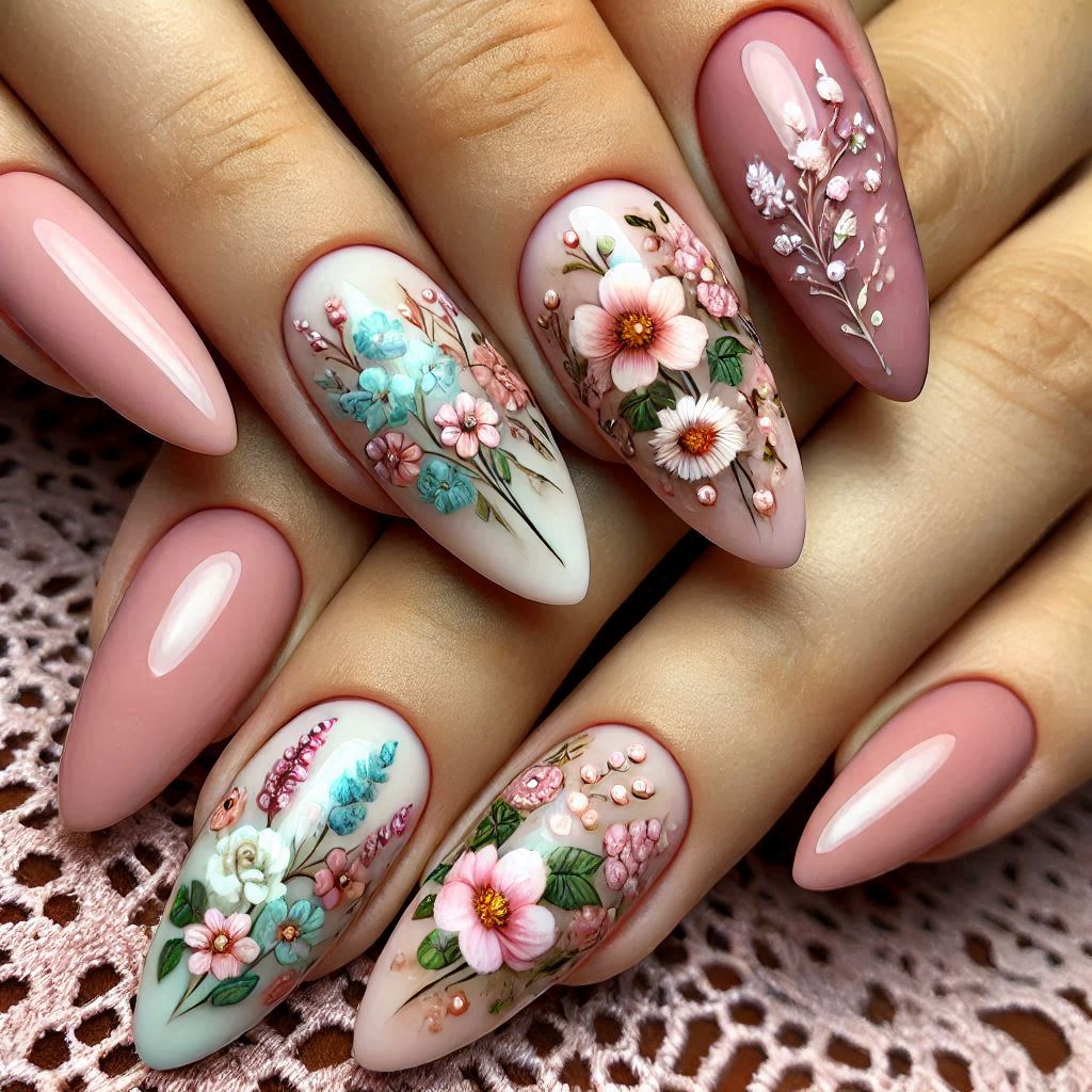 Floral Pastel Nails