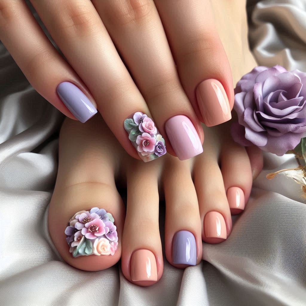 Floral Watercolor Toes