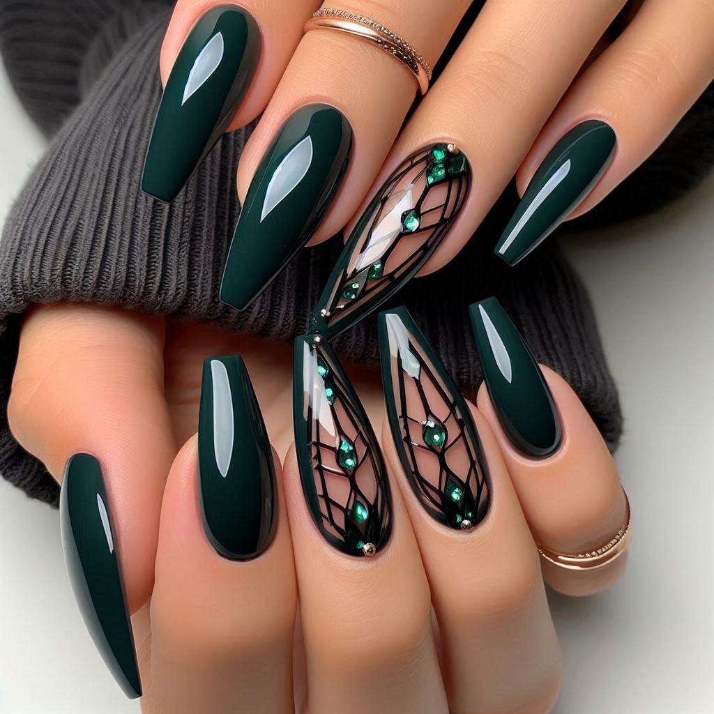 Forest Green with Transparent Cutouts