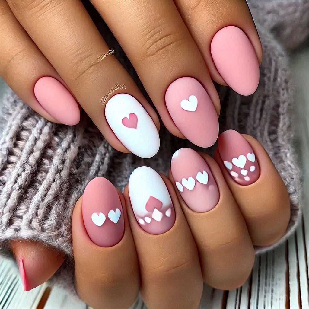 Frosted Pink Half Hearts
