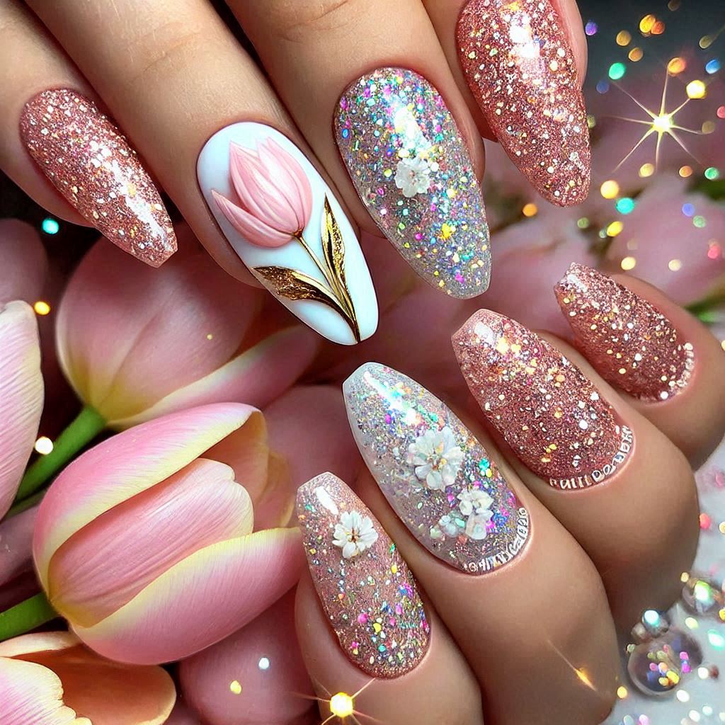 Glitter Tulip Nails