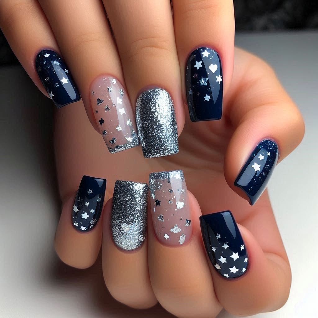 Glittering Galaxy Half Hearts