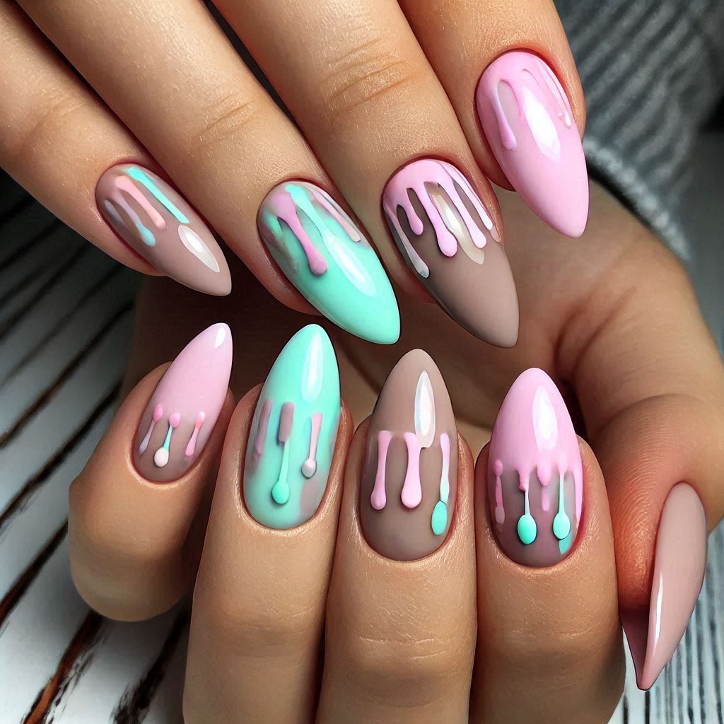 Ice Cream Drip Nails