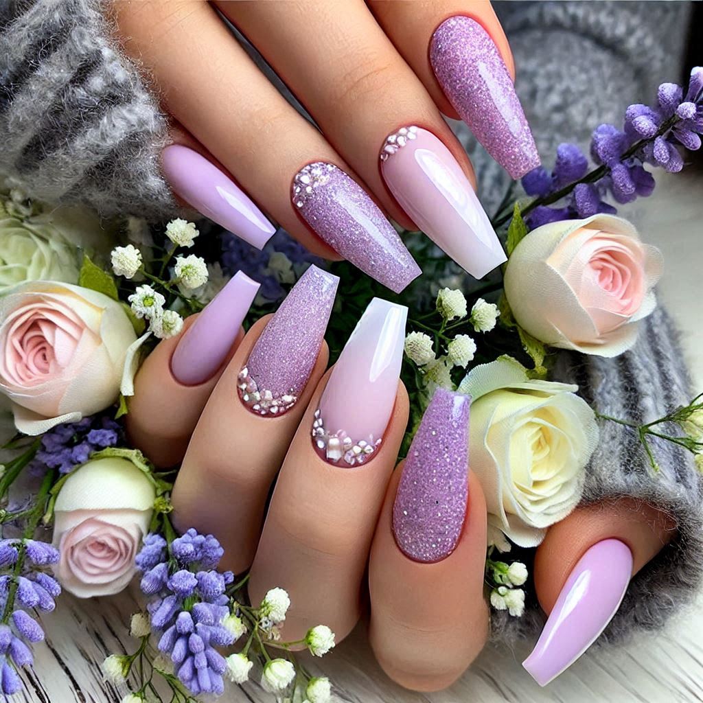 Lavender Bliss Coffin Nails
