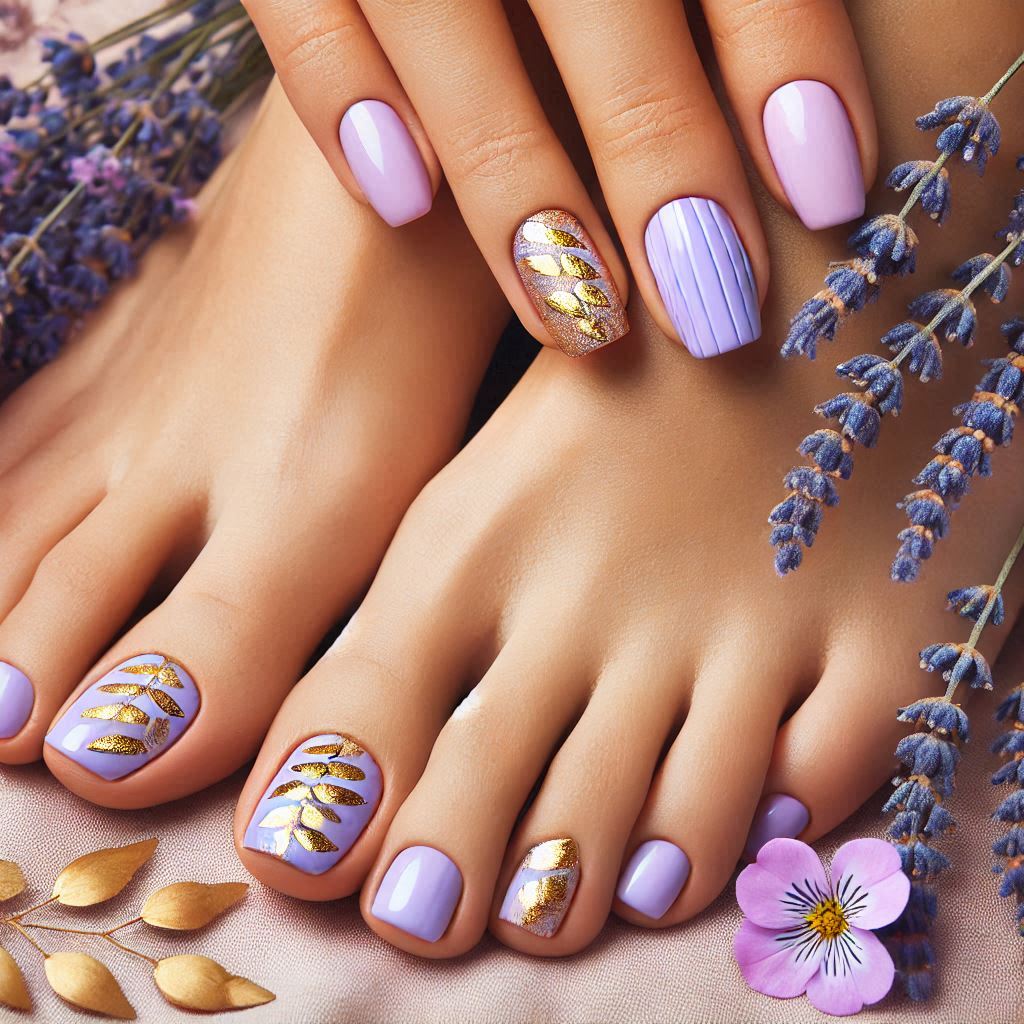 Lavender and Gold Leaf Pedicure