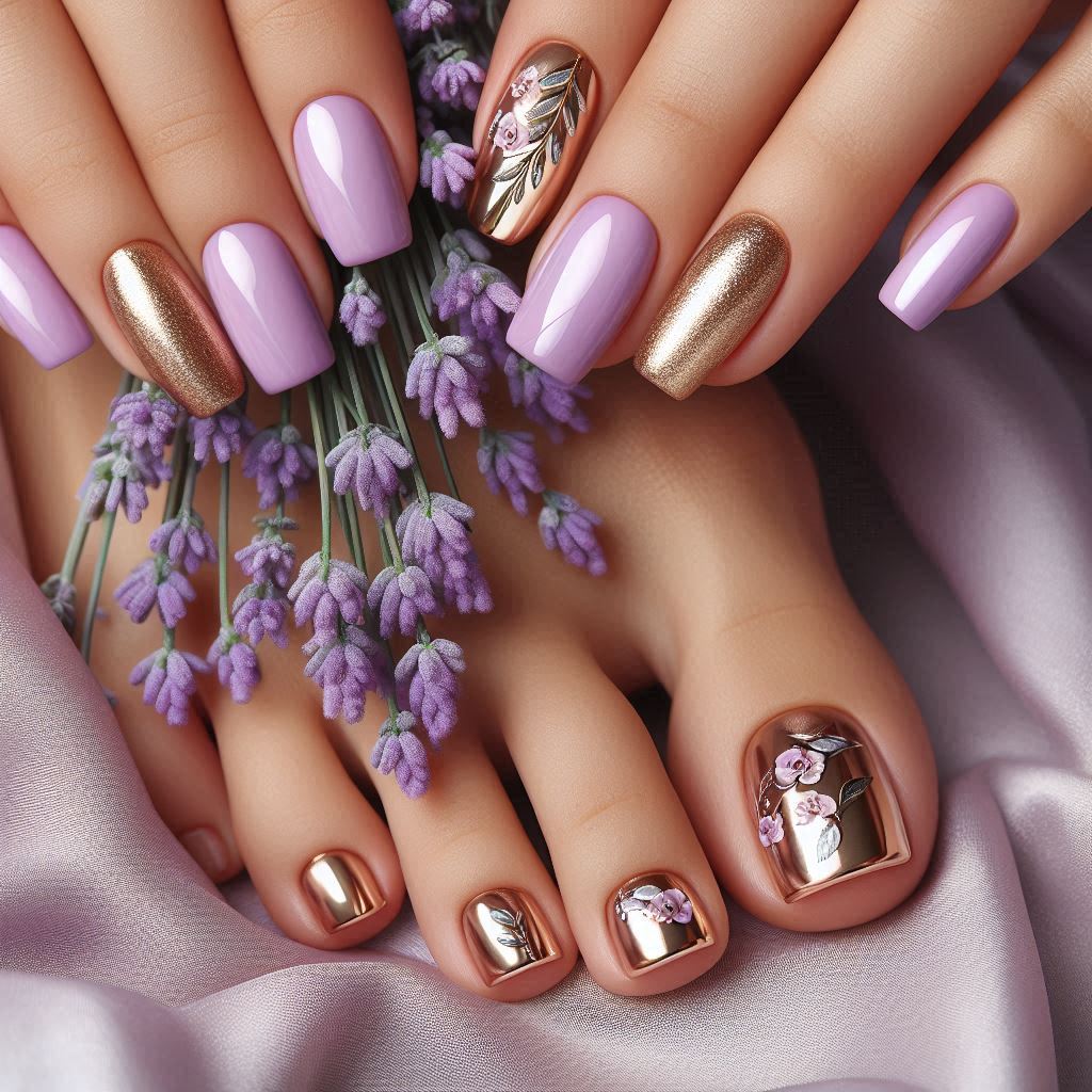 Lavender and Gold Pedicure