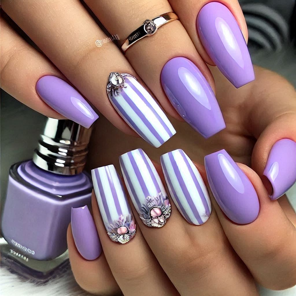 Lavender and White Stripes