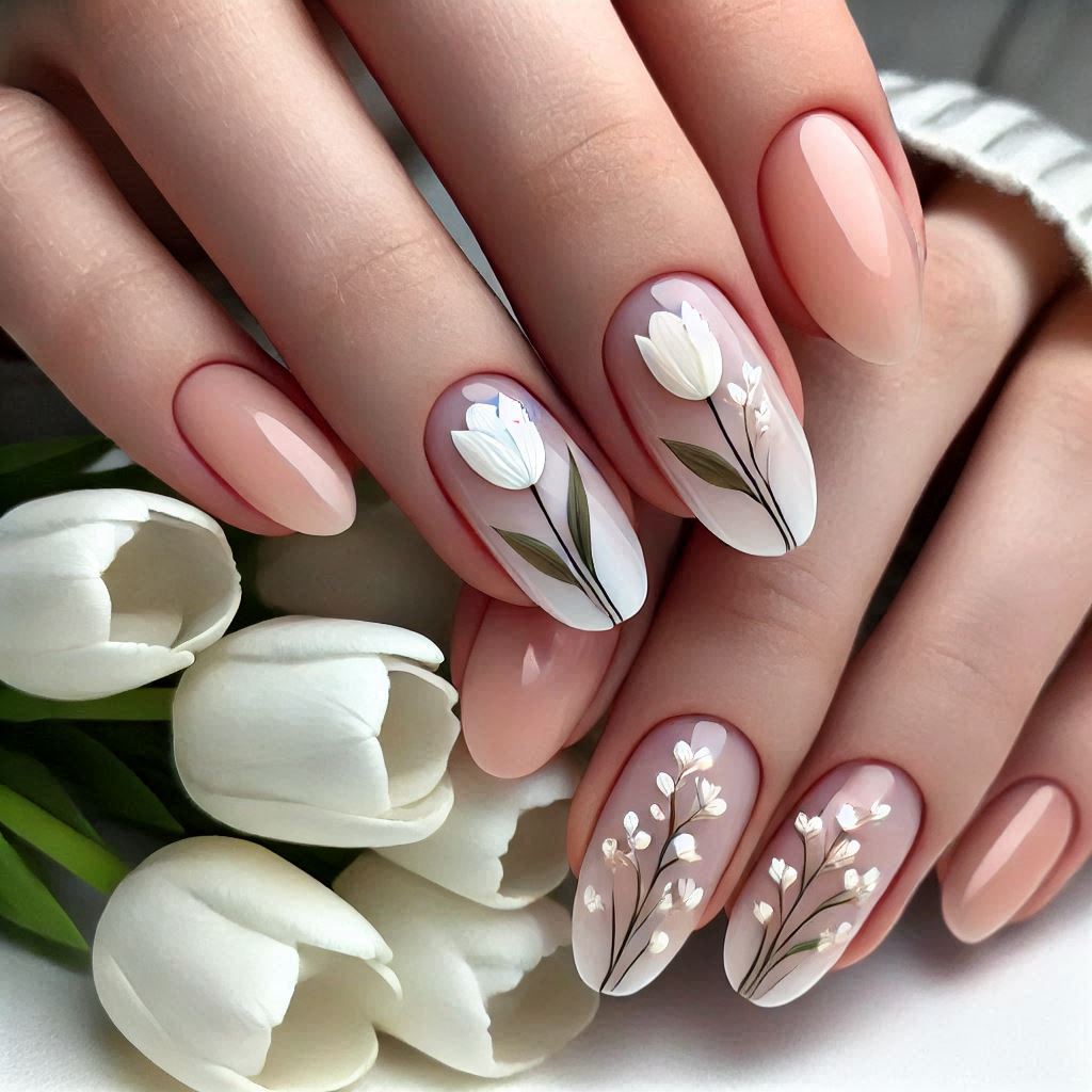 Minimalist Tulip Accent Nails