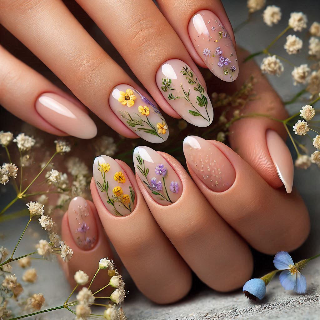 Minimalist Wildflower Nails