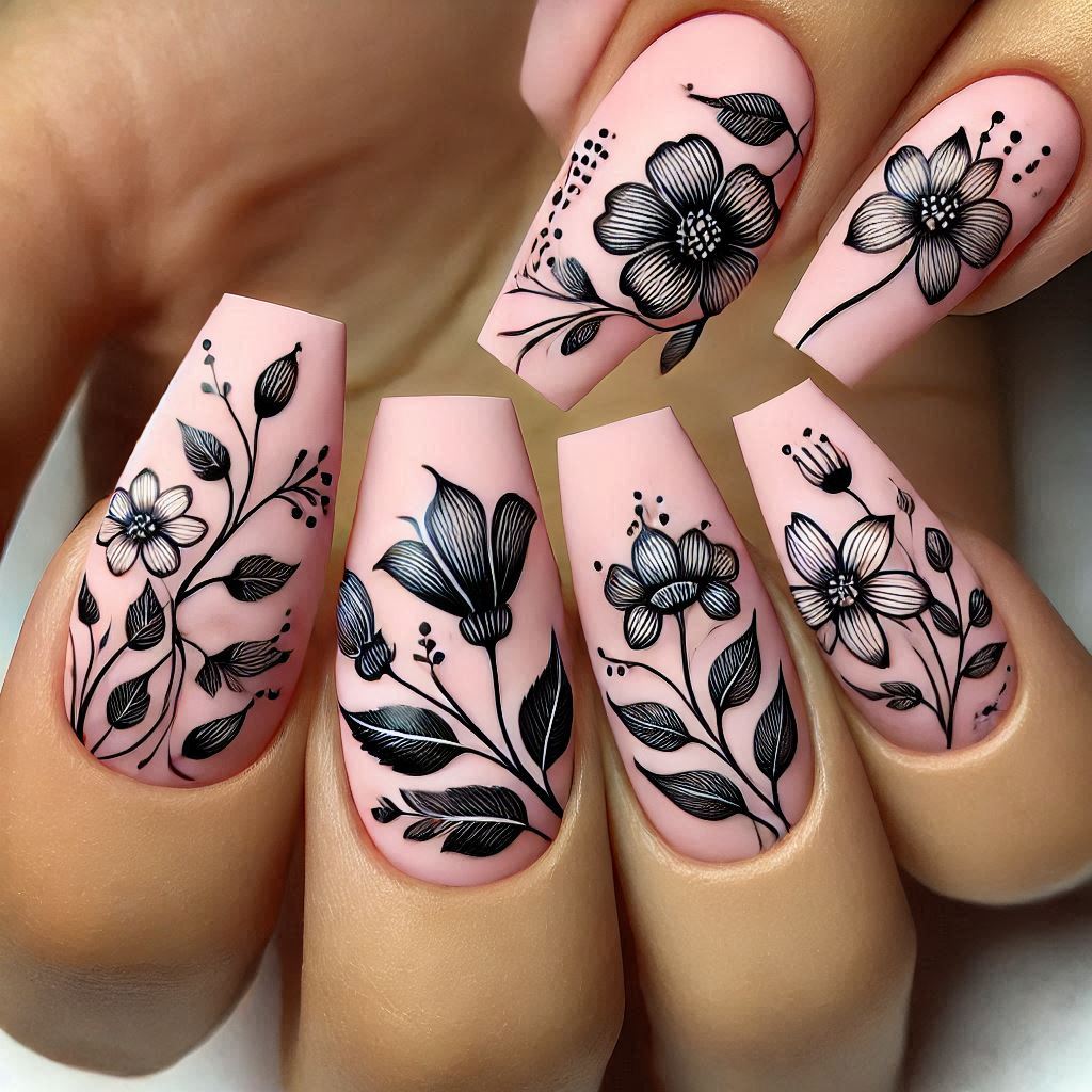 Monochrome Floral Line Art