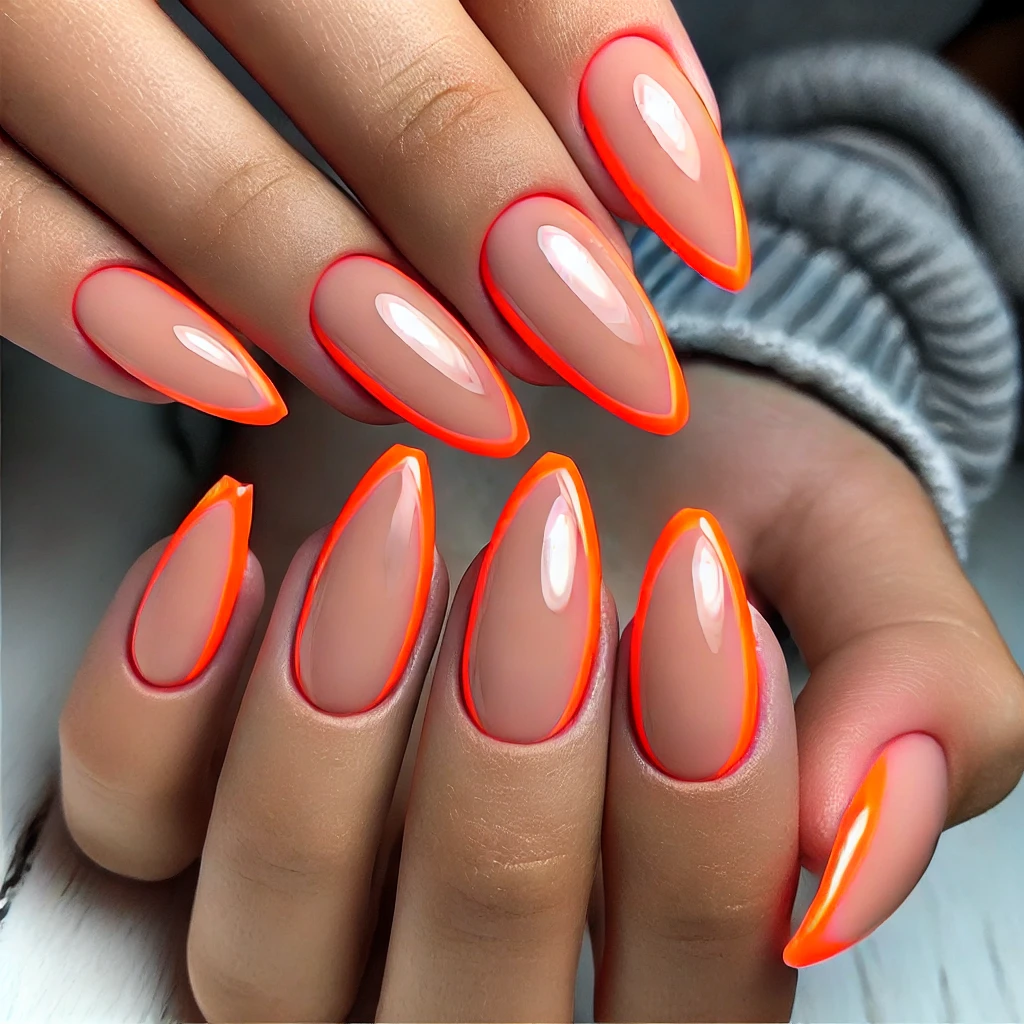 Neon Orange French Tips