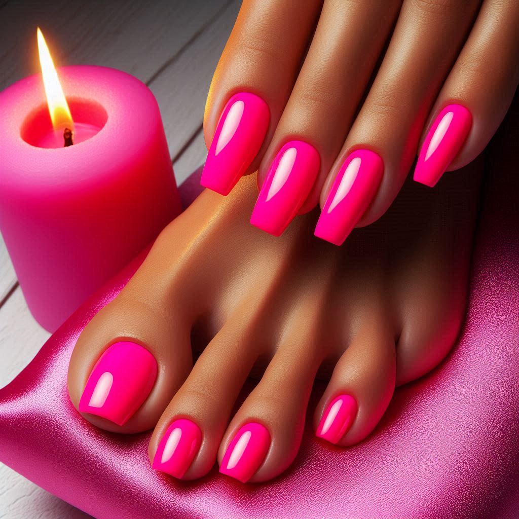 Neon Pink Pedicure