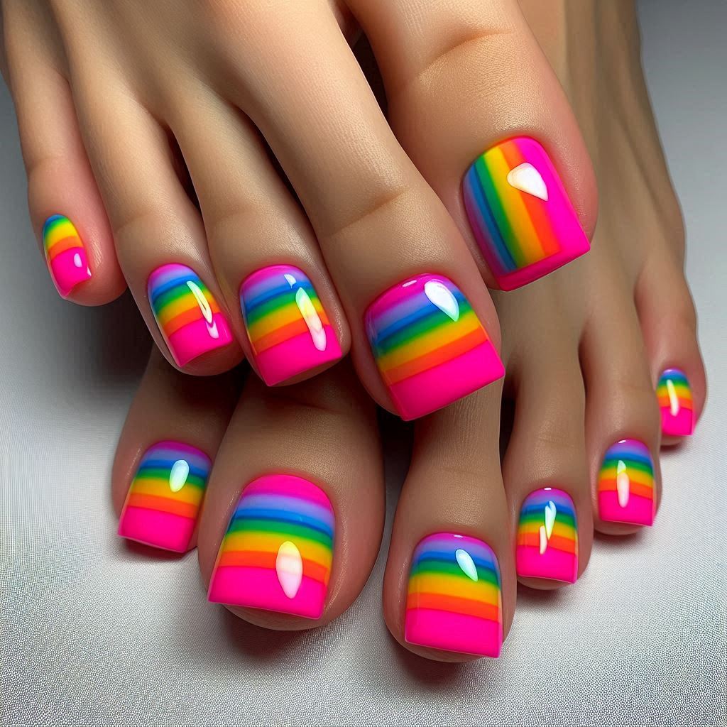 Neon Rainbow Toes
