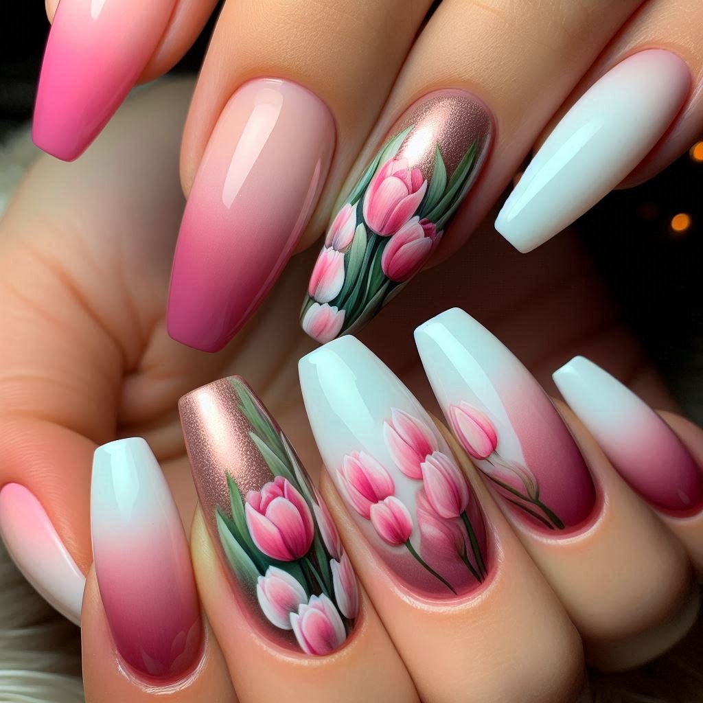 Ombre Tulip Gradient Nails